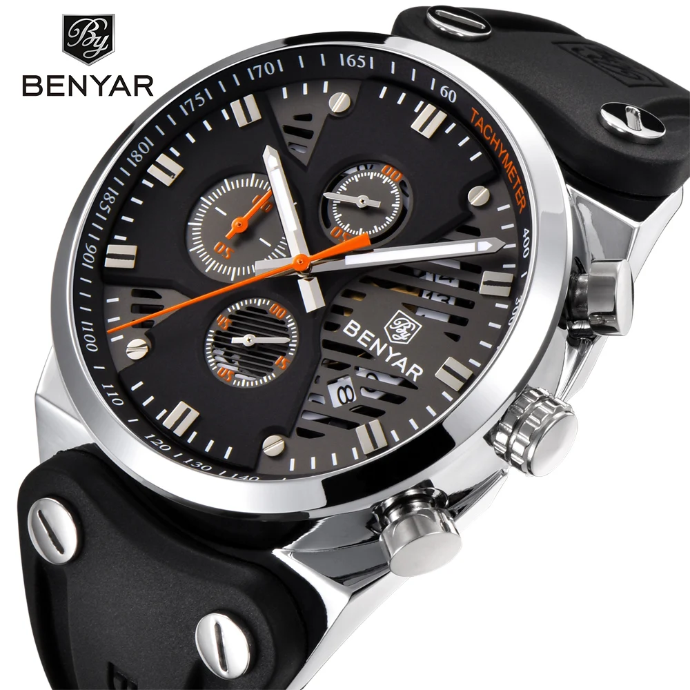 

BENYAR Waterproof Sport 5110M Mens Brand Watch Quartz Fashion Luxury Alloy Strap Relogio Couple Wristwatch Montre Masculino Saat
