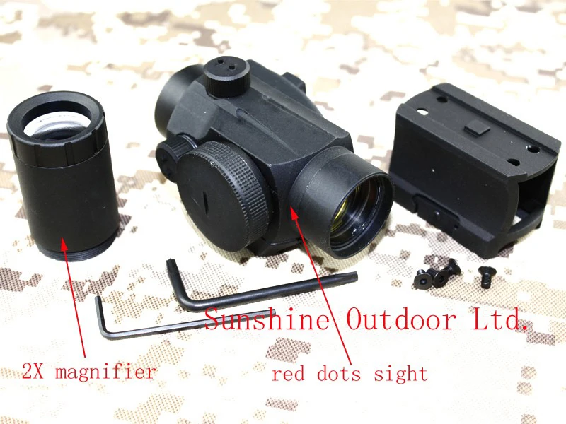 Hot 2x magnifier red dot sight High / low mount for 20mm Picatinny Rail