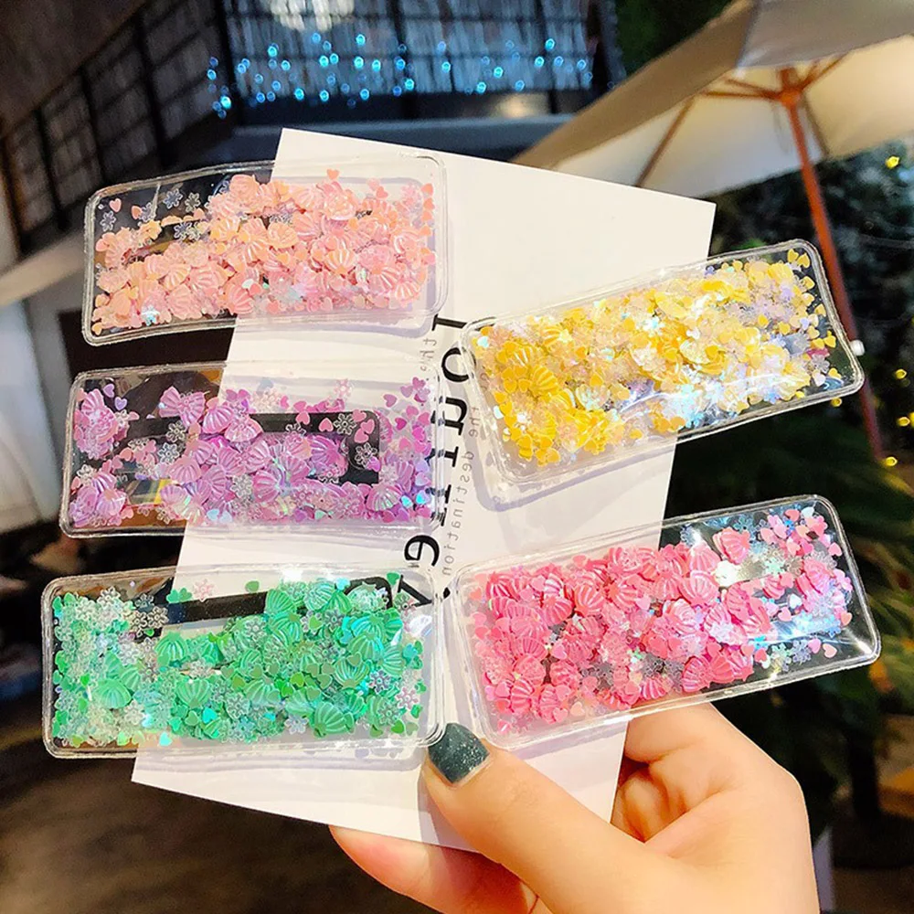 

2019 New Transparent Quicksand Hair Clips For Women Girls Cute BB Hairpins Barrettes Headband Fashion Hair Accessories