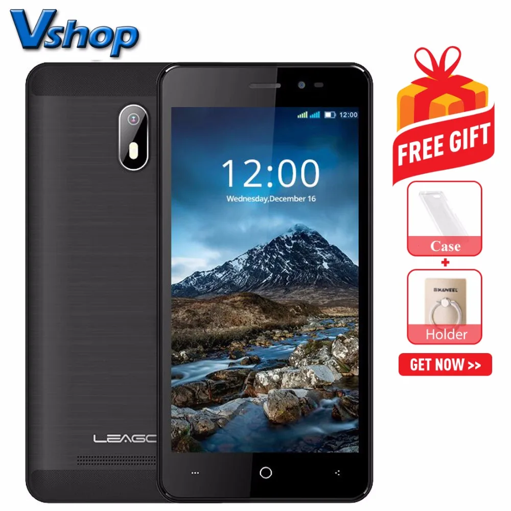 Original LEAGOO Z6 3G WCDMA Mobile Phone Android 6.0 1GB RAM 8GB ROM Quad Core Smartphone Dual 2000mAh 4.97 inch SIM Cell | Мобильные