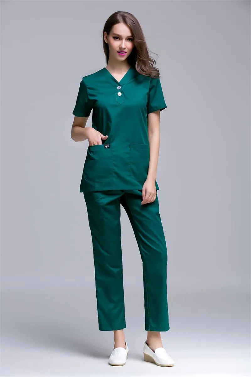 Новое поступление 2017 года модные дизайн женские короткий рукав спецодежда медицинская скраб униформы комплект красота спа Рабочая одежда