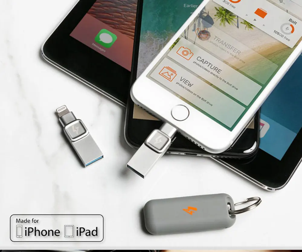 Новинка, kingston Bolt, 32 ГБ, 64 ГБ, 128 ГБ, USB флеш-накопитель, USB 3,1 Gen 1, флешка для Apple iPhone и Ipad с IOS 9,0, usb диск, флешка