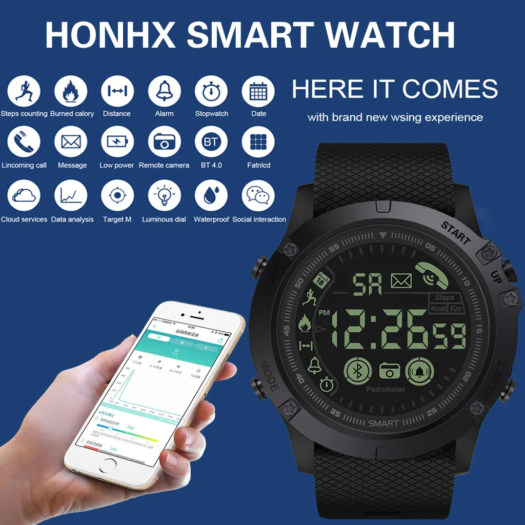 Мужские или Детские умные часы время ожидания 24h всепогодный мониторинг Смарт-часы водонепроницаемые для IOS и Android любую погоду#20