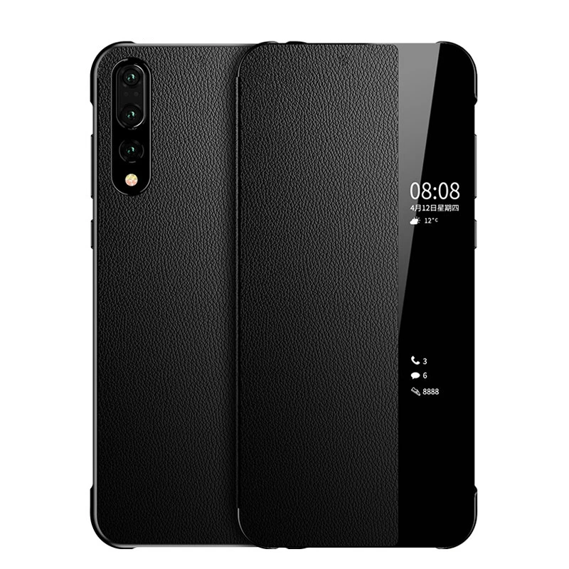 

HUAWEI P20 Pro Case Genuine Leather Original Smart View Window Plating Mirror Soft Silicone Protect Flip Cover HUAWEI P20 Case