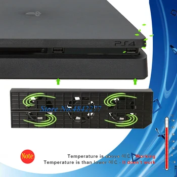 

PS 4 Slim USB Cooler Cooling Fan with External 5 Fan PS4 Accessories Turbo Temperature Control for SONY Playstation 4 Console
