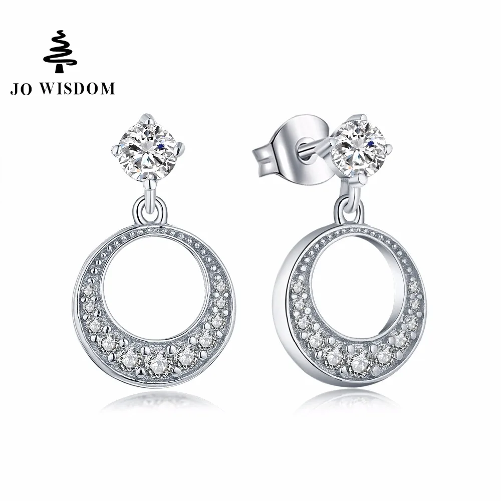 JO WISDOM Fine Jewelry Silver Round Long Earrings Ladies jewelery