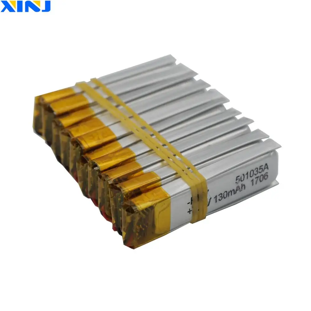 

XINJ 10pcs 3.7V 130 mAh lithium polymer battery lipo 501035 ForGPS Sat nav car DVC DVR Camera MP3 Music player driving recorder