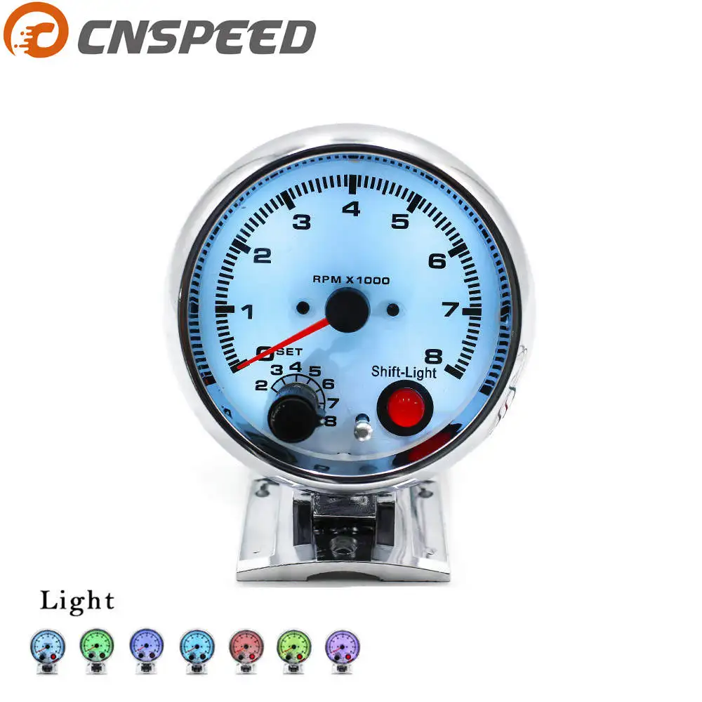 Бесплатная доставка cnspeed Тахометр 3.75 дюймов тахометр с 7 видов цветов LED 0 8000