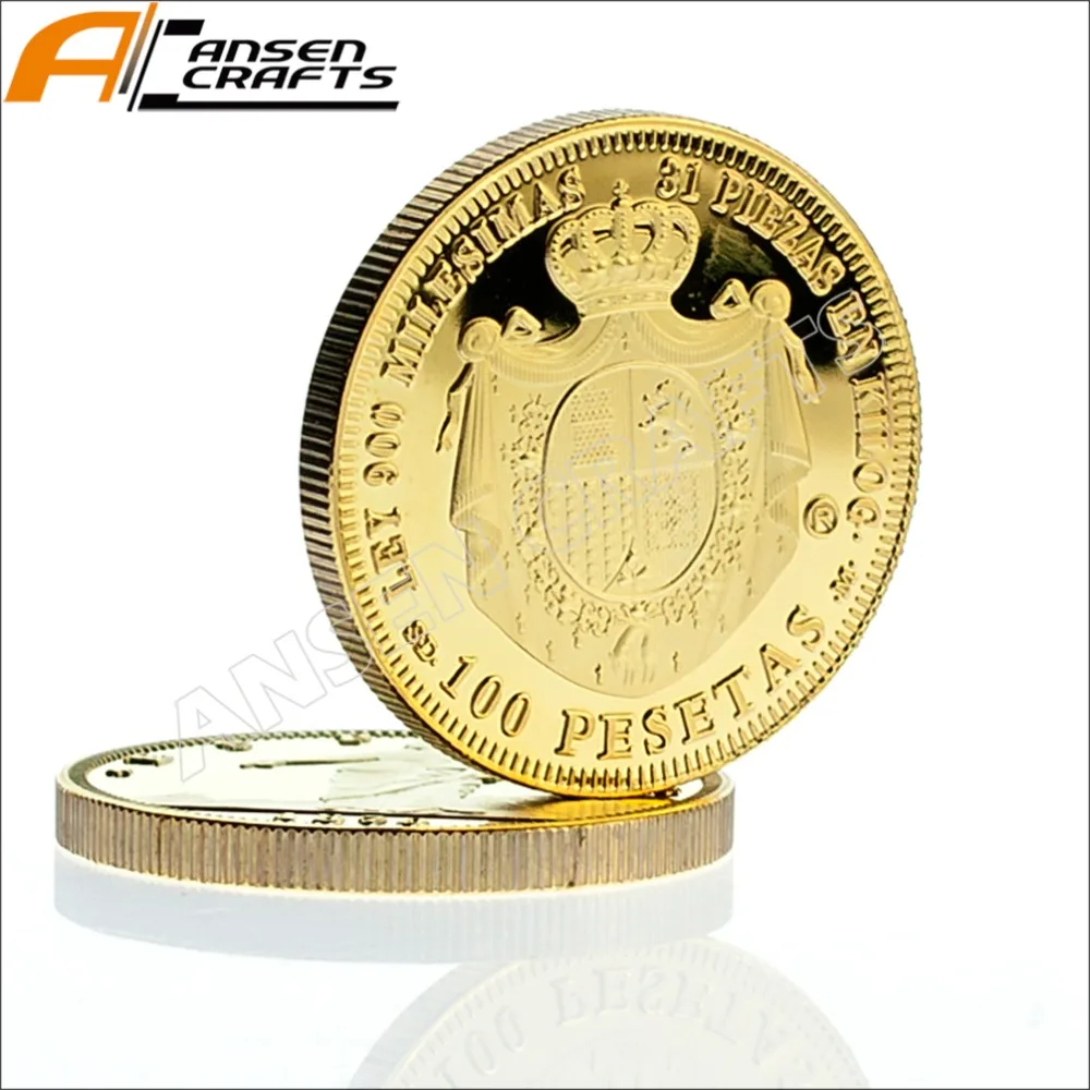 100 Pesetas 1870 испанская Золотая монета