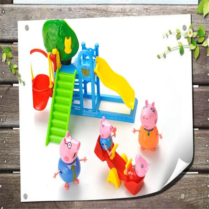 Peppa Pig Аниме Фигурка парк развлечений колесо обозрения детские игрушки Фигурки Модель Pelucia детские подарки