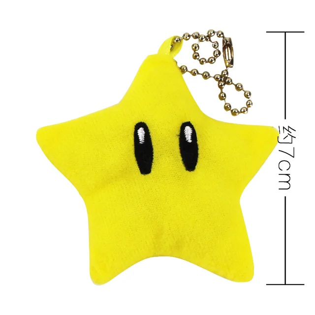 10pcs/lot Super Mario Bros Star Plush Toy Yellow Luma Star Keychain Pendants Phone Strap