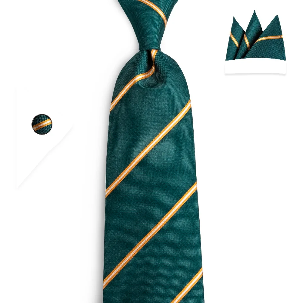 DiBanGu модные Для Мужчин зеленый желтый полосатый галстук Шелковый формальные связи галстук 8 см Ширина галстук-стрела Галстуки N-7094