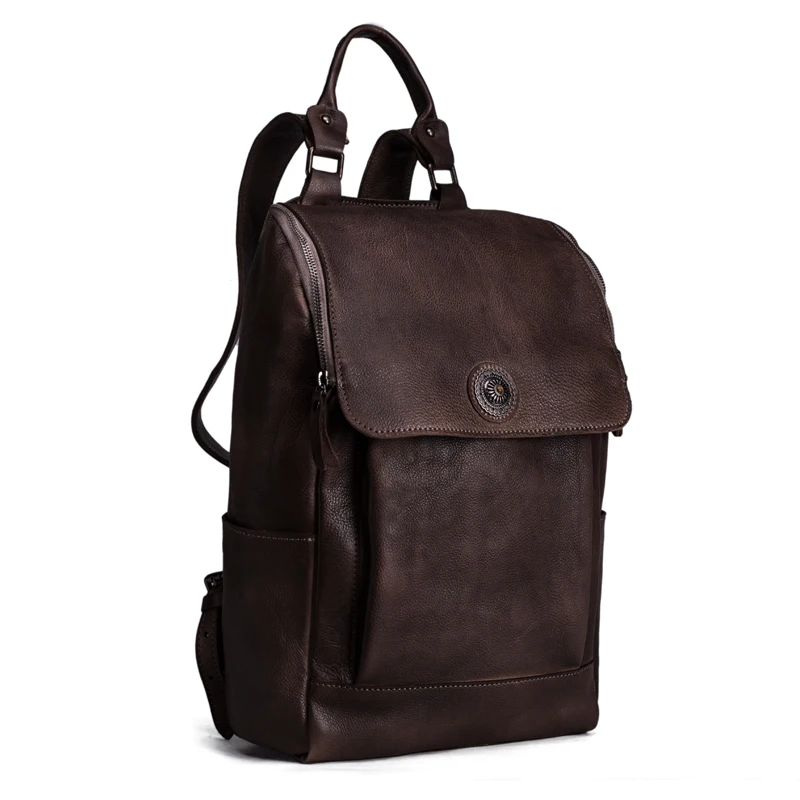 High Quality England font b Vintage b font Style Genuine Leather Men font b Backpacks b