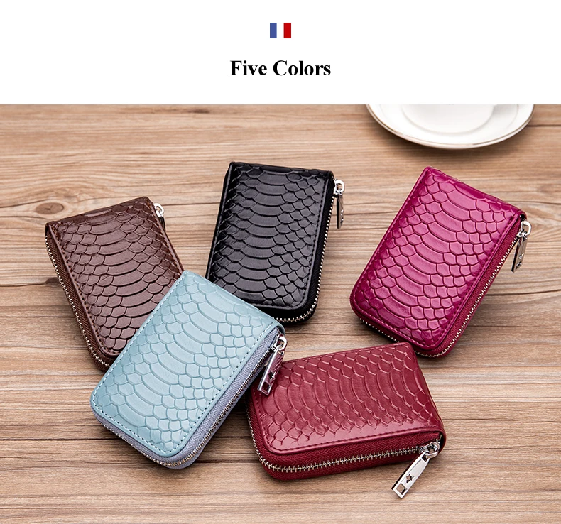Lomelobo Unisex Serpentine Card Holder Split Leather Women Men Credit ID Business Cards Wallet Fashion Bank Cards bag Coin Purse HCL7148 Details (05)