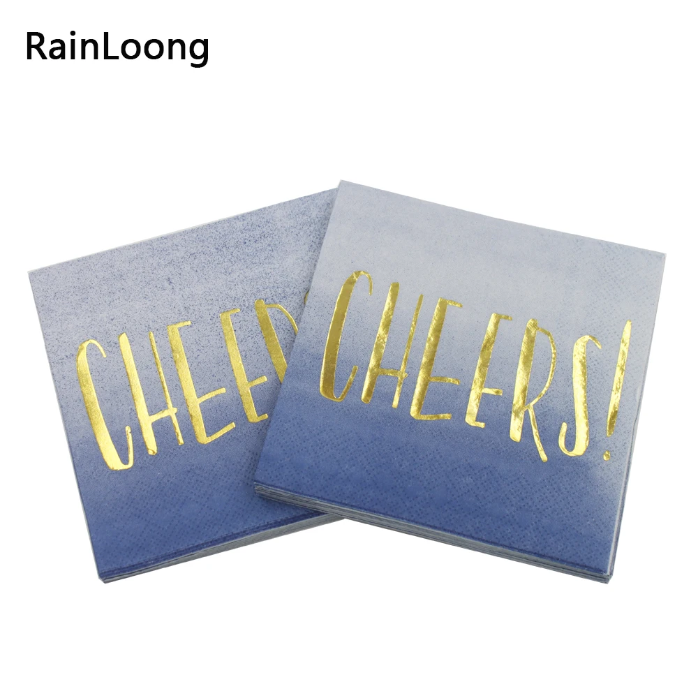 [RainLoong] 3plys бумажная салфетка из золотой фольги для напитков Yay праздничные и