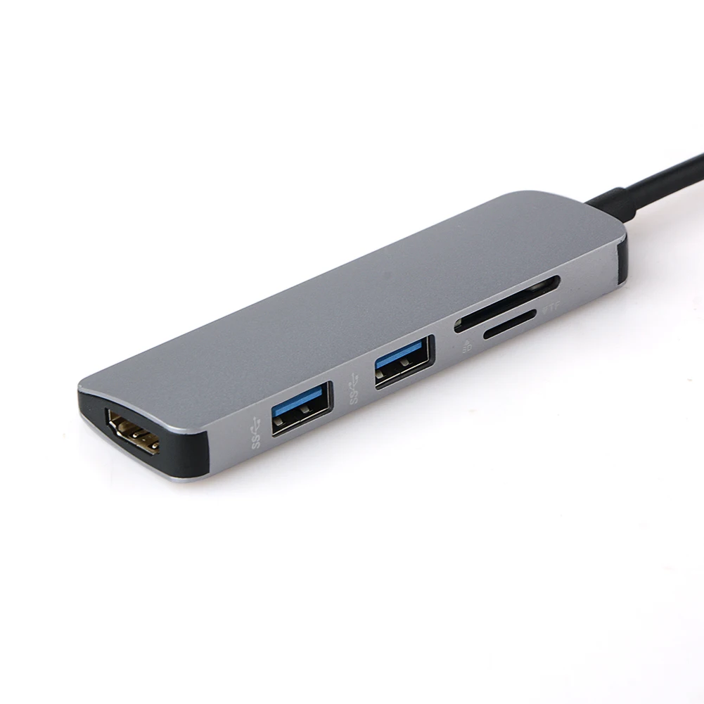Алюминий 5 в 1 USB-C USB C концентратор тип-c до 4K HDMI 2 порта USB 3,0 концентратор SD/TF кард-ридер для MacBook type C концентратор адаптер