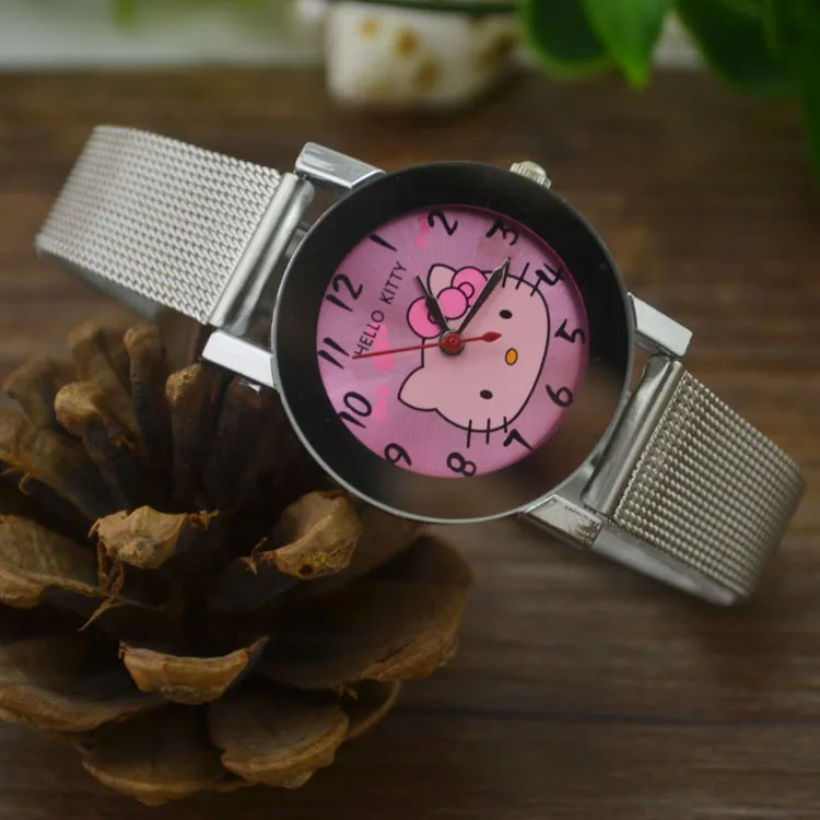 

NEW Hello Kitty Watches Fashion Women Watches Children Girls Watches Stainess Steel Quartz Watch Womage Watch dames horloge 2019