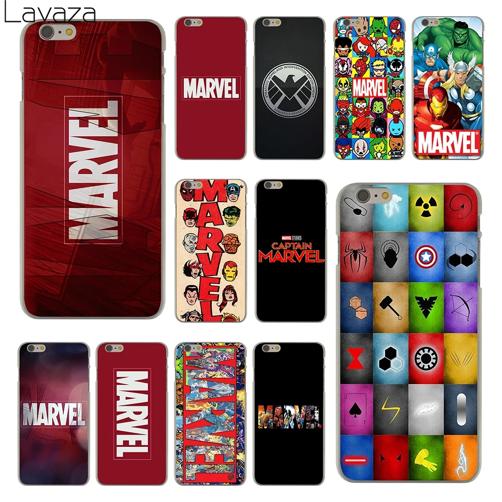 

Lavaza Luxury Marvel Comics logo Hard Clear Skin Cover Case for Apple iPhone 6 6S 6 S Back Phone Case Coque Shell