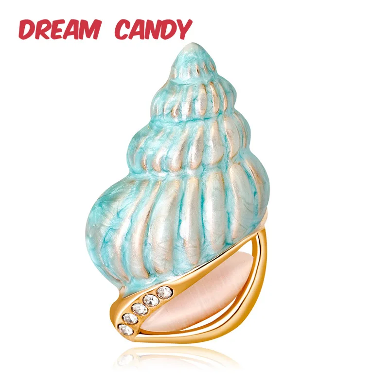 Женские эмалированные Броши Dream Candy простая синяя брошь для раковины со стразами
