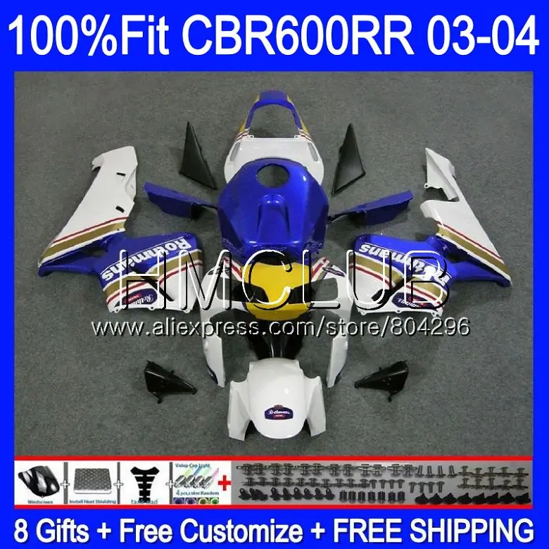

Injection Rothmans Blue For HONDA CBR600 RR CBR 600RR 600F5 03 04 63HM24 CBR600F5 CBR600RR F5 03 04 CBR 600 RR 2003 2004 Fairing