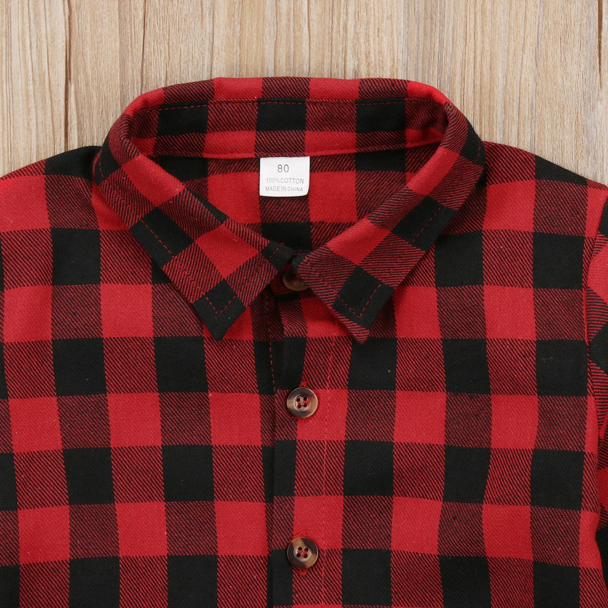 Kids Little Boys Girls Baby Letters Print Long Sleeve Button Down Red Plaid Flannel Shirt