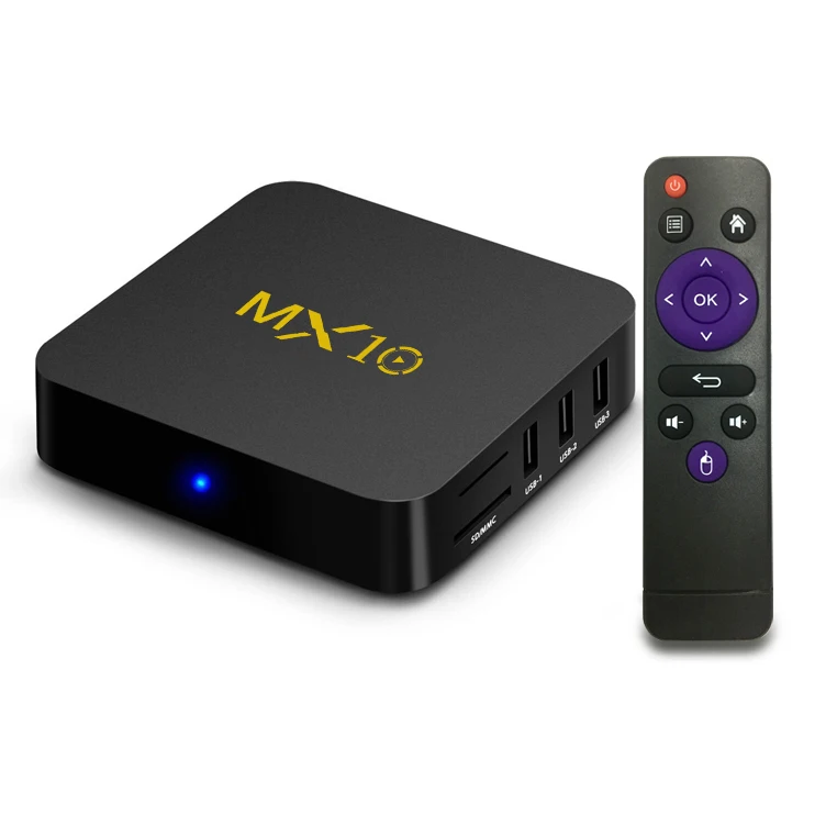 MX10 Android tv BOX Android 9,0 RK3328 Четырехъядерный 4 ГБ ОЗУ 64 Гб ПЗУ 3D 4K HDR10 H.265 USB 3,0 медиаплеер IP ТВ приставка