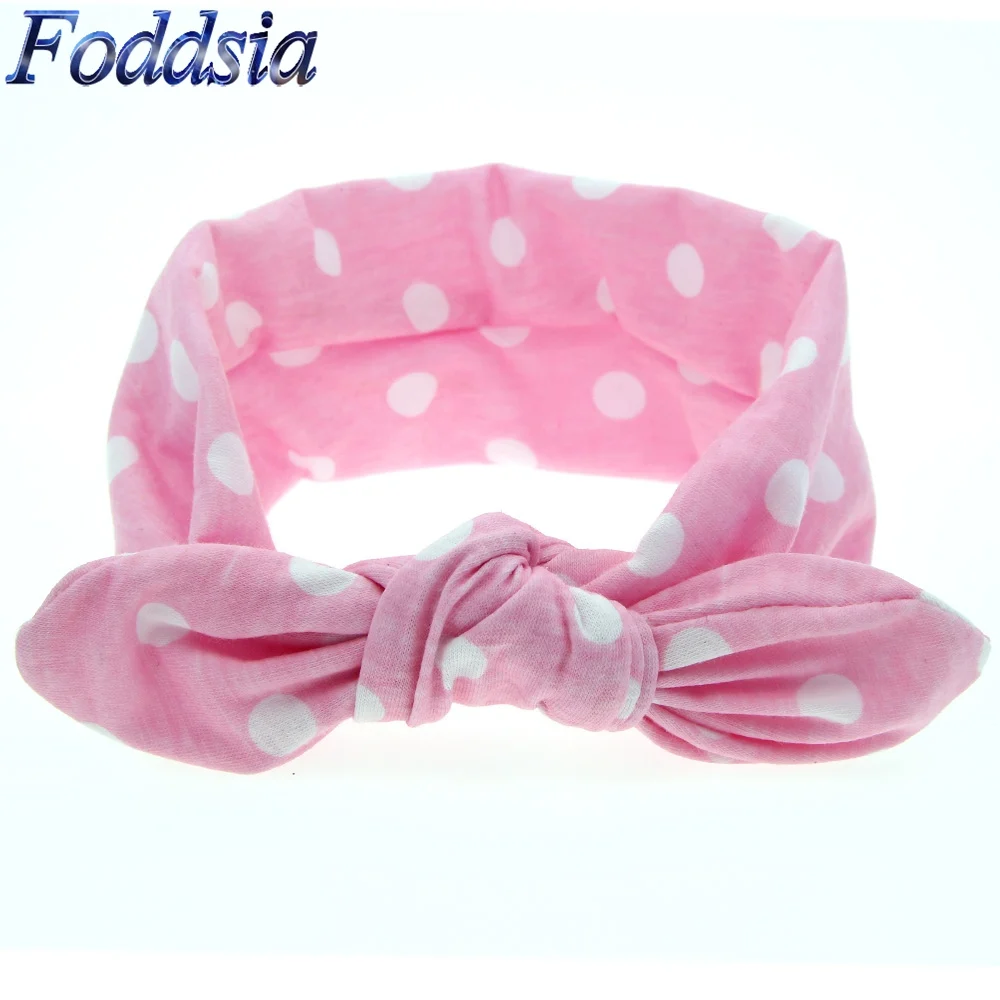 Foddsia Girls Dot Bowknot Newborn Infant Hair Accessories Children Rabbit Ears Elastic Bands Baby Headwear B58 |