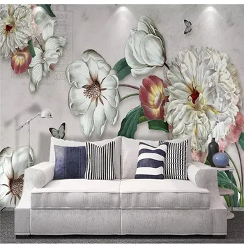 

Custom 3d wallpaper European oil painting floral background wall painting waterproof material