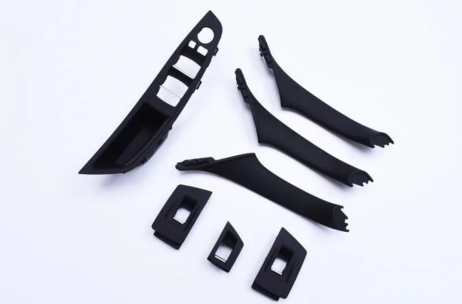 Best 1 set Black Door Handle Recessed Grip Switch Panel amp; Inner Door Trim Cover amp;Window Lifter Switch for BMW F10 F11 51417225873