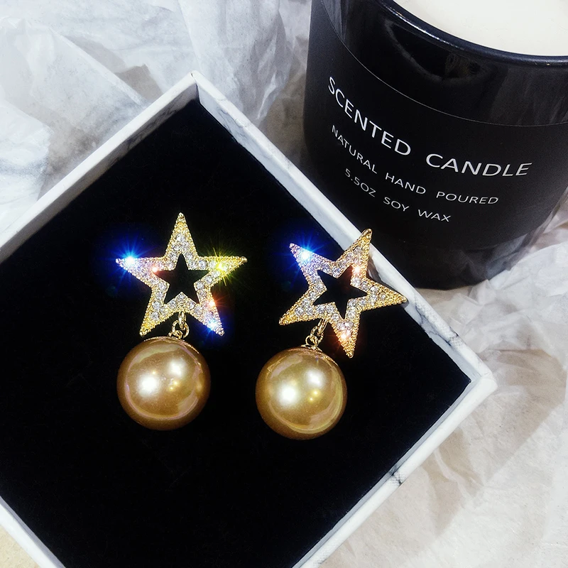 

Korean Fashion Classic Geometric Simulation Pearl Earrings Five-angle Simulation Pearl Earrings Jewelry For Women