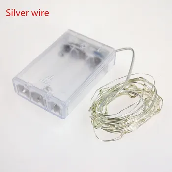 

Free shipping 2M/3M/5M/10M LED Silver wire Operated 3AA Battery LED Fairy String Light for Wedding Party Christmas Holiday