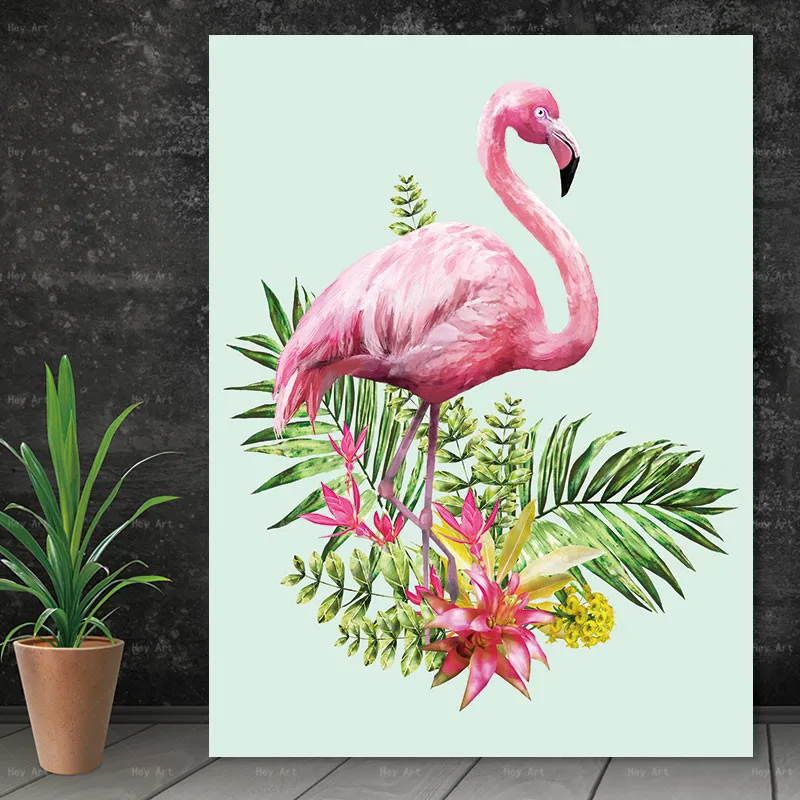 Frameless Printing Flower Wall art Cartoon Animal Pictures for Wall Posters and Prints Flamingo unicorn Canvas Painting