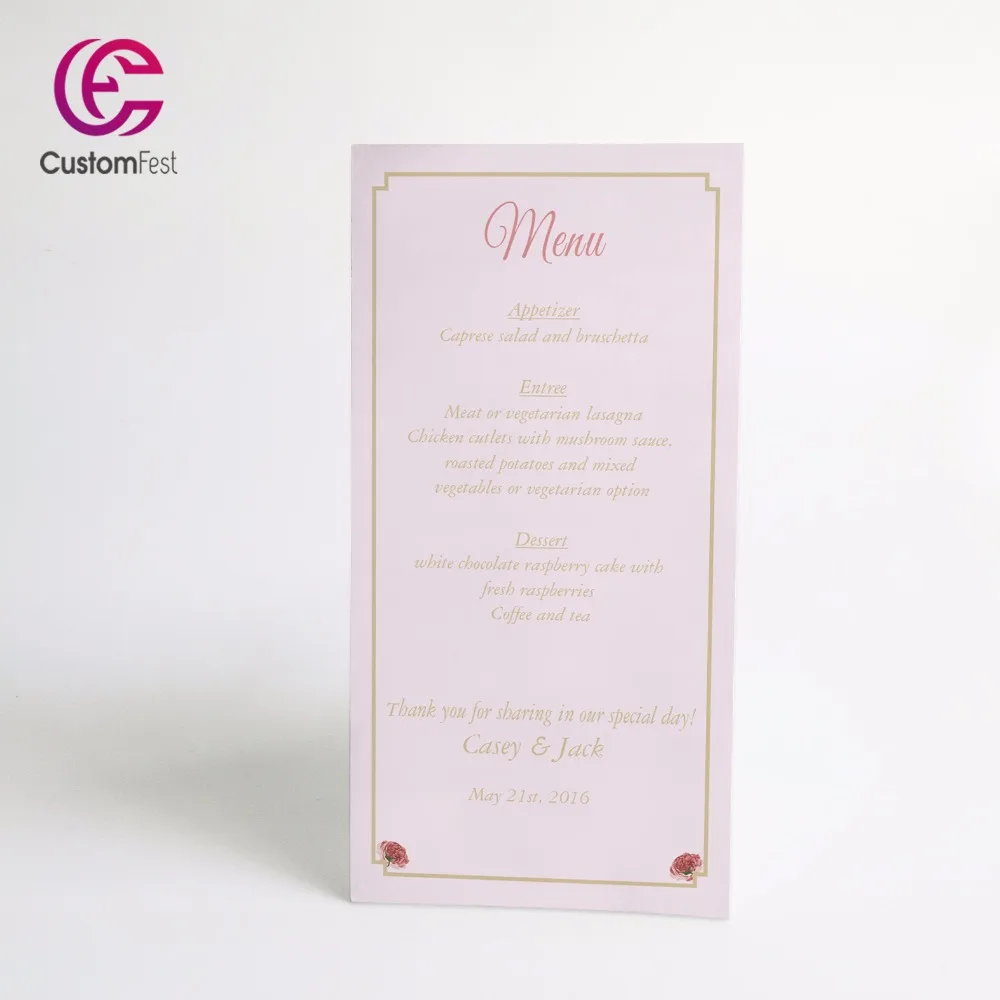 

50pcs/lot Personalized menu floral rose flower menu whole set available MU019
