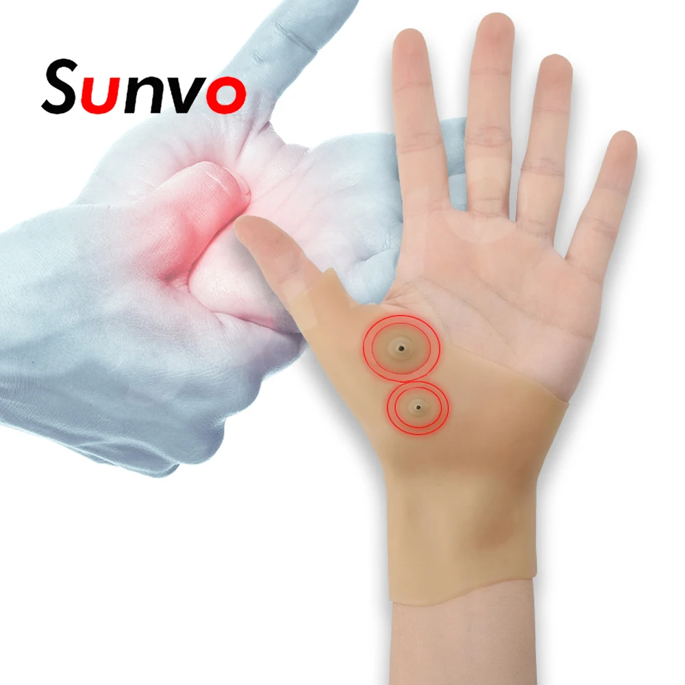 Sunvo Магнитный лечебный наручный перчатка для артрита теносиновита массаж для снятия боли большого пальца поддерживающие перчатки подтяжки вставки
