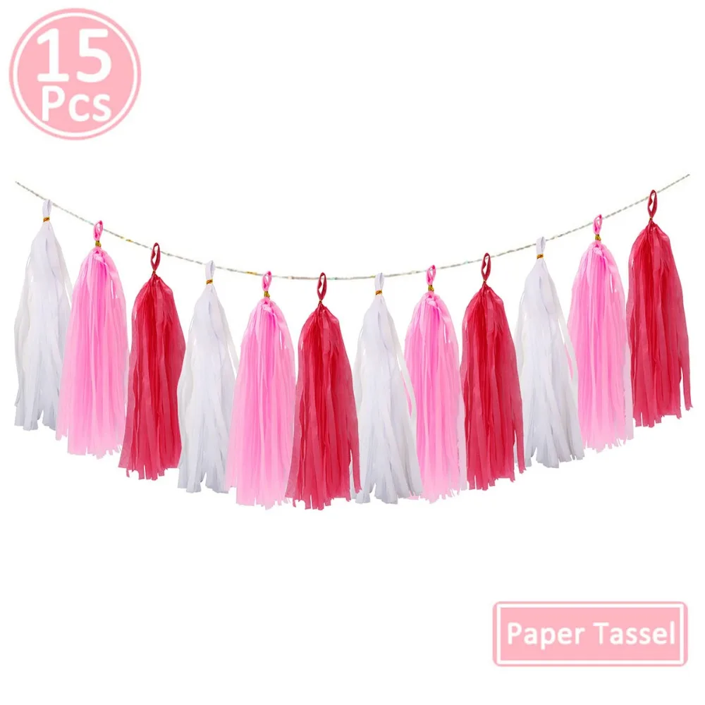 Lincaier Tissue Paper Tassel Garland Birthday Party DIY Table Decorations Kids Its a Boy Girl Baby Shower Wedding Bridal Shower