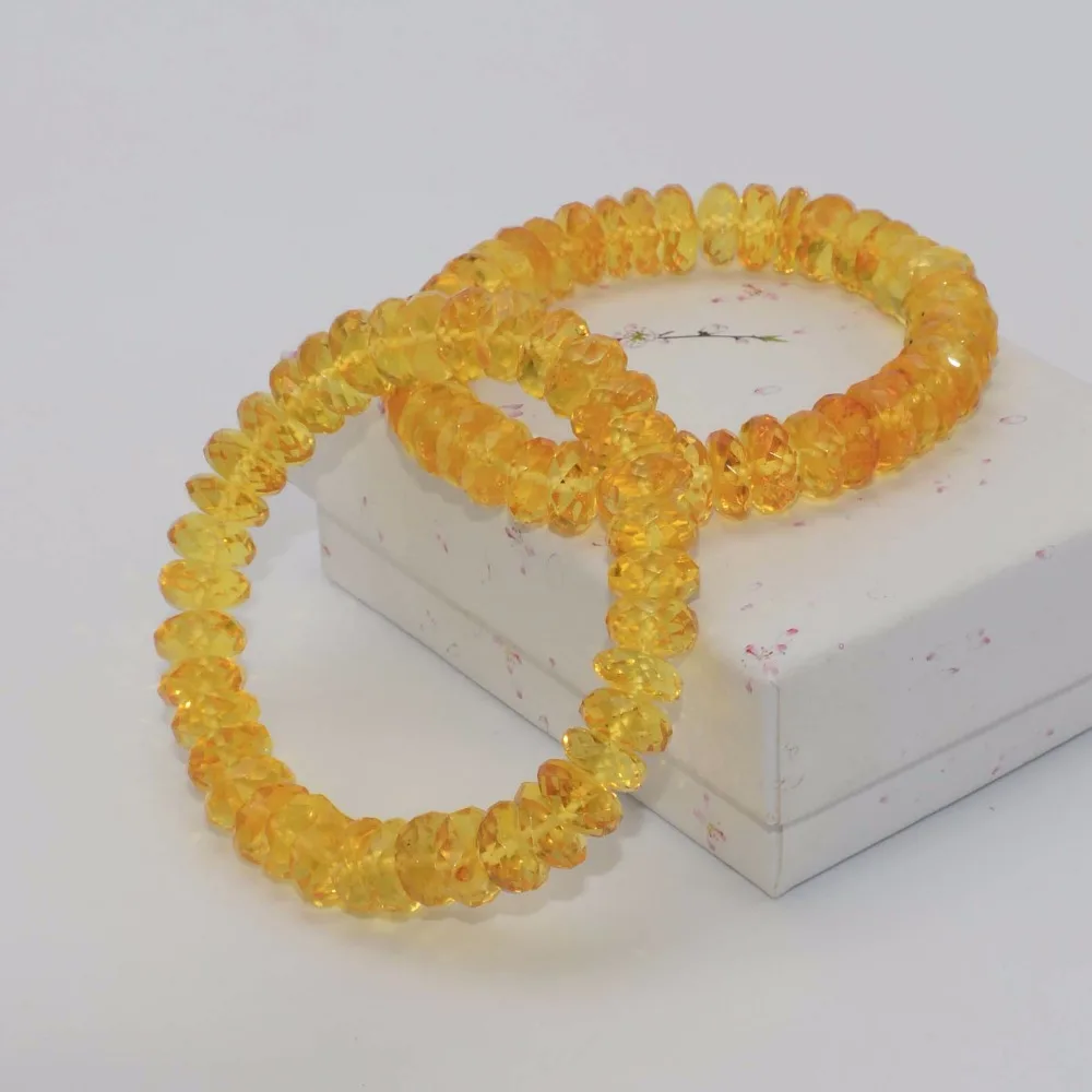 

Genuine Natural Baltic Amber Faceted Rondelle Beads Bracelet 11mm