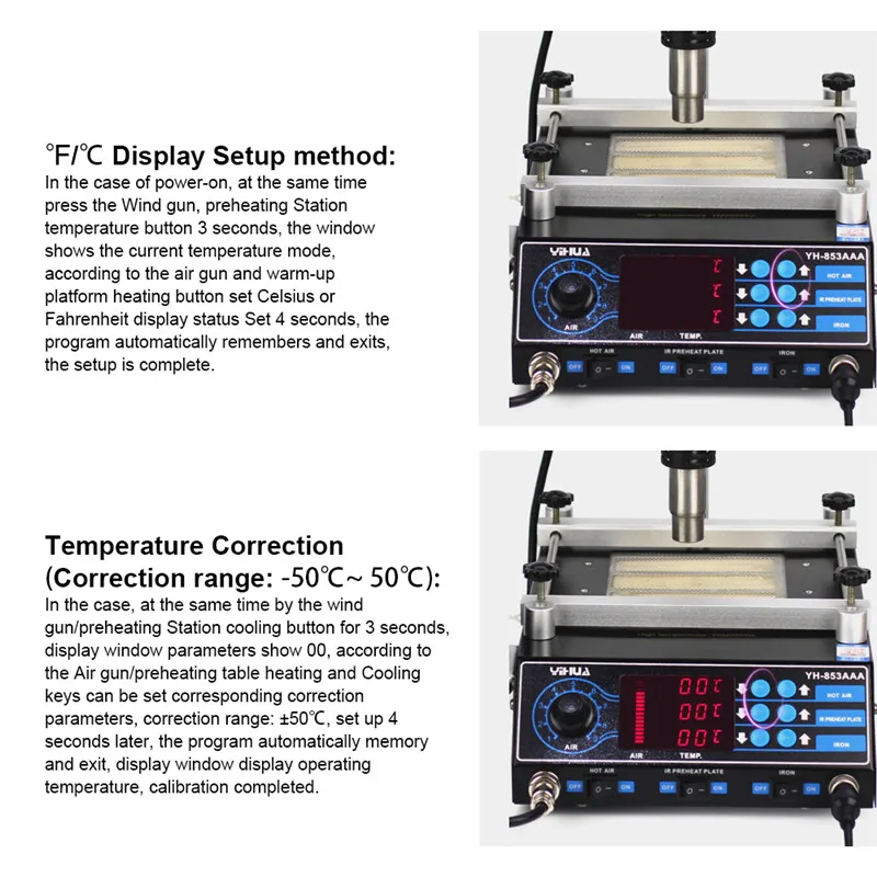 853AAA SMD горячего воздуха пистолет + 60 Вт паяльники + 500 Вт станция предварительного нагрева многофункциональный в паяльная станция 650 Вт
