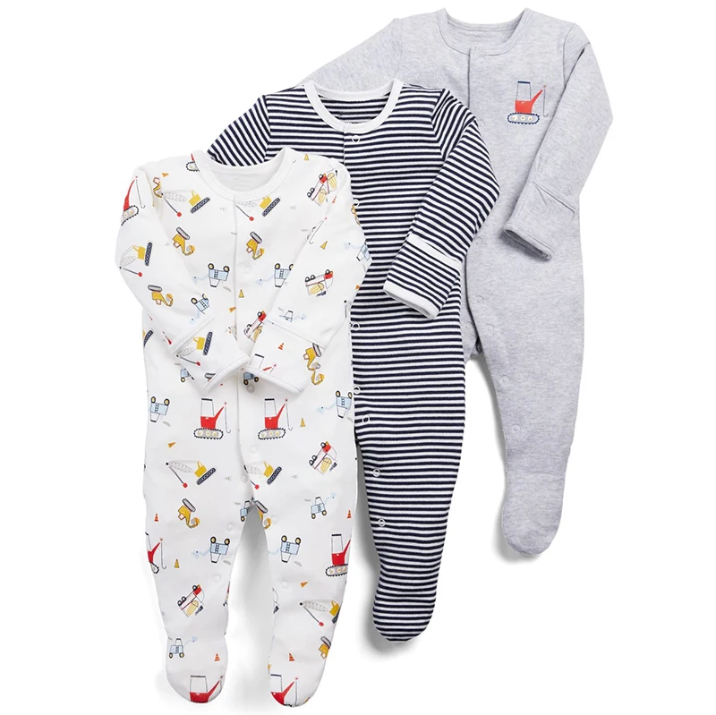 3Pcs/Pack Baby Boys Girls Cotton Rompers Set Newborn Sleepsuit Infant Long Sleeve cartoon Jumpsuit Baby Pajamas 0-12Months - Цвет: 7