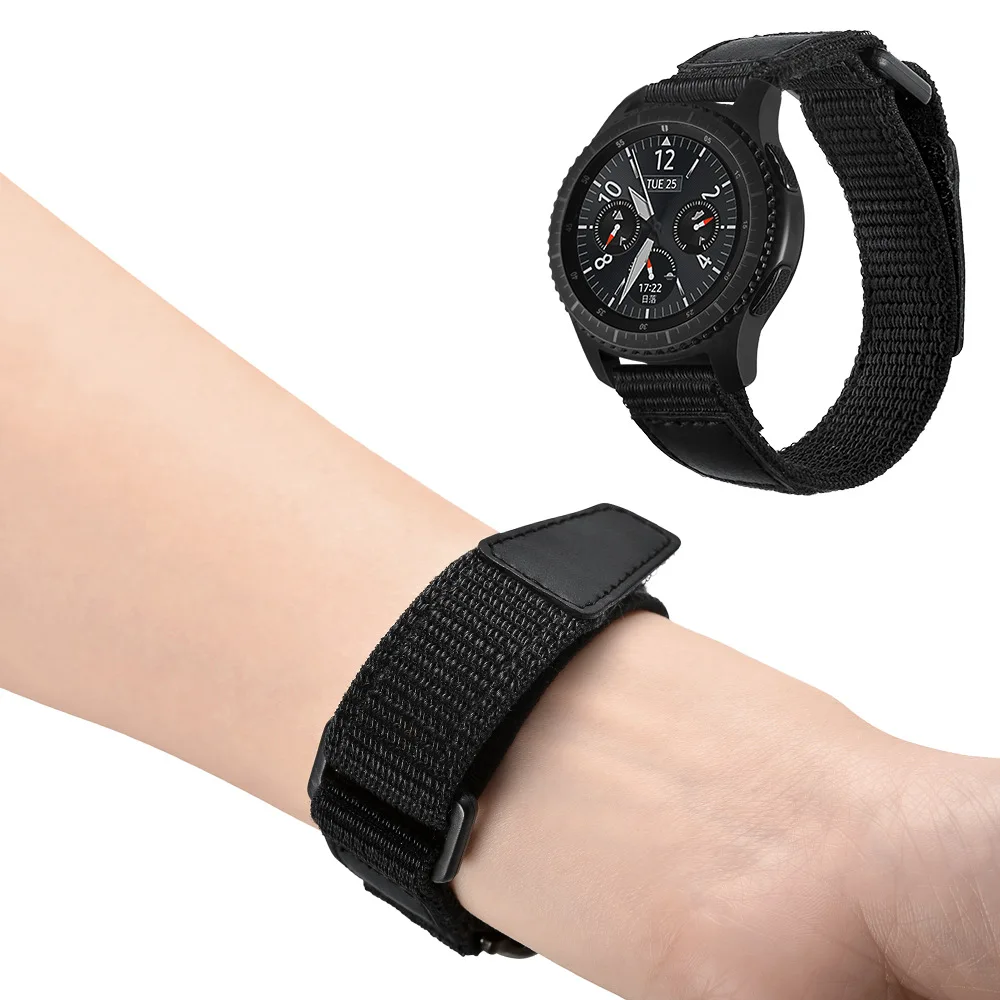 

22MM Black Breathable Nylon Strap for Samsung Gear S3 Classic/Frontier for Samsung Galaxy Watch S4 46mm Watch Band