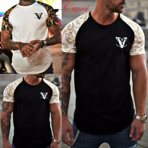 Men Slim Fit O Neck Short Sleeve Tee Cotton Casual T-shirt Tops Blouse Muscle | Мужская одежда