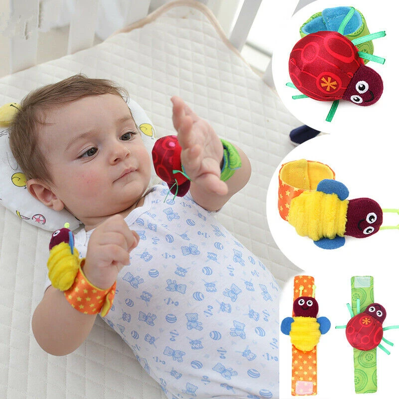 

2Pcs Rattle Set Baby Kids Sensory Toys Foot-finder Socks Wrist Rattle Bracelet Gift Hand Bell Ring Noise When Baby Shake Cute