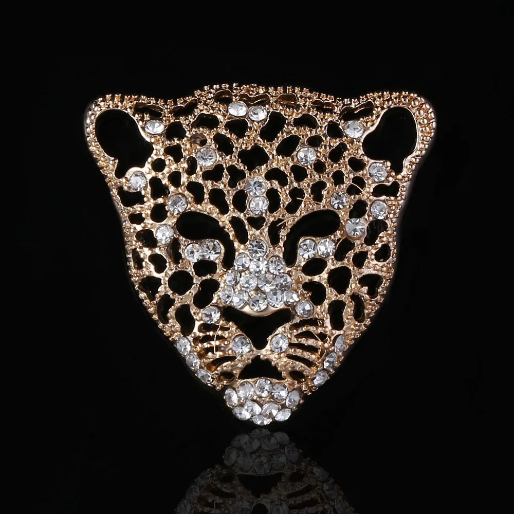 821 European Style Men Upscale Full Brooch Pin 3 Color Hollow Leopard ...
