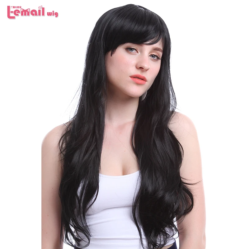

L-email wig 70cm/27.6inches Long Women Wigs Color Black Brown Wave Heat Resistant Synthetic Hair Perucas Wig for Black Women