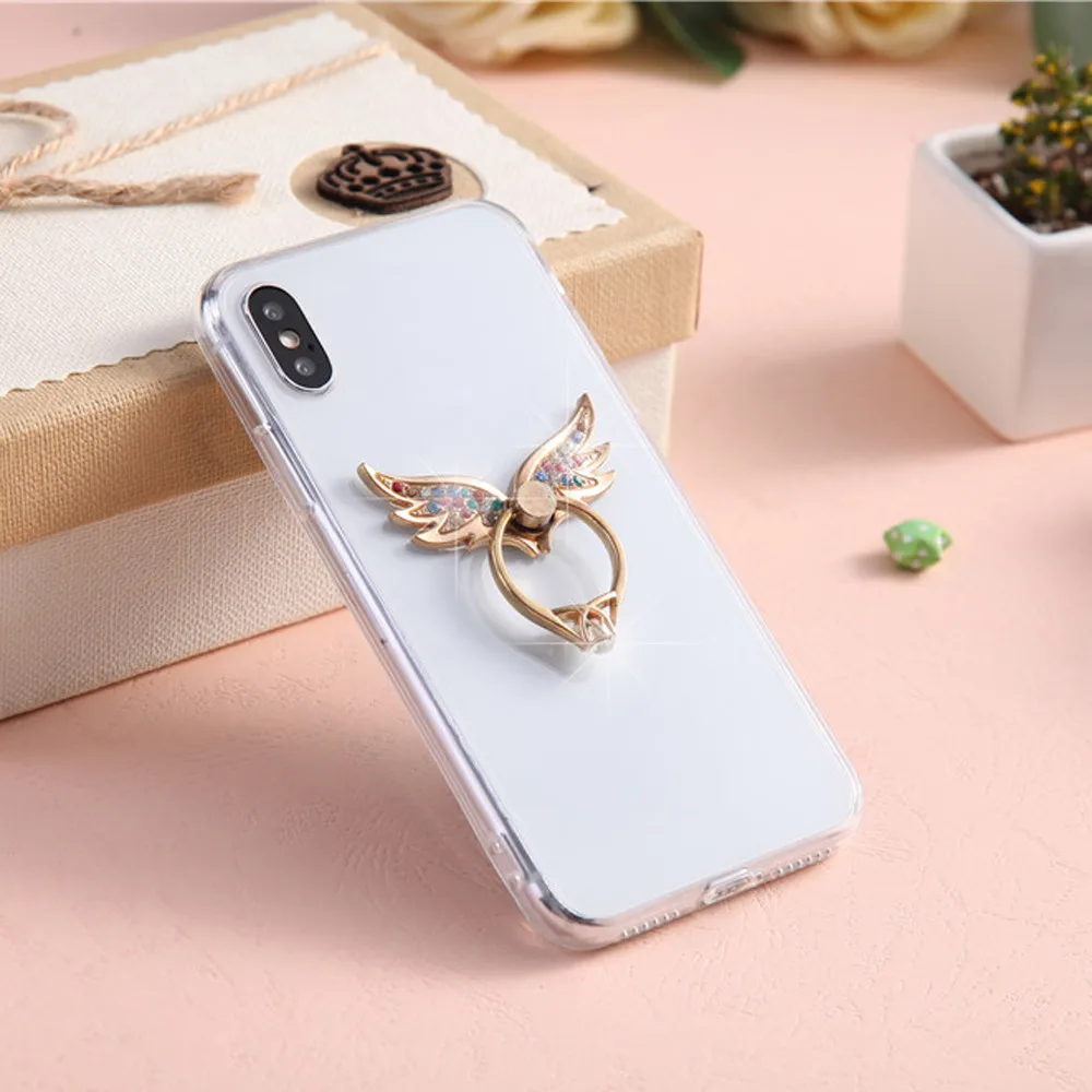 

For Samsung S9 Plus Finger Ring Case Acrylic Back Tpu Side Cover For Iphone X 8 Plus Diamond Case For Sony XA1 Ultra For P20