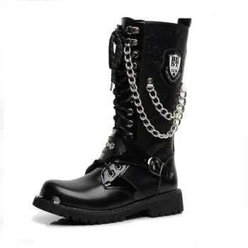 Preto do exército botas góticas homens combate