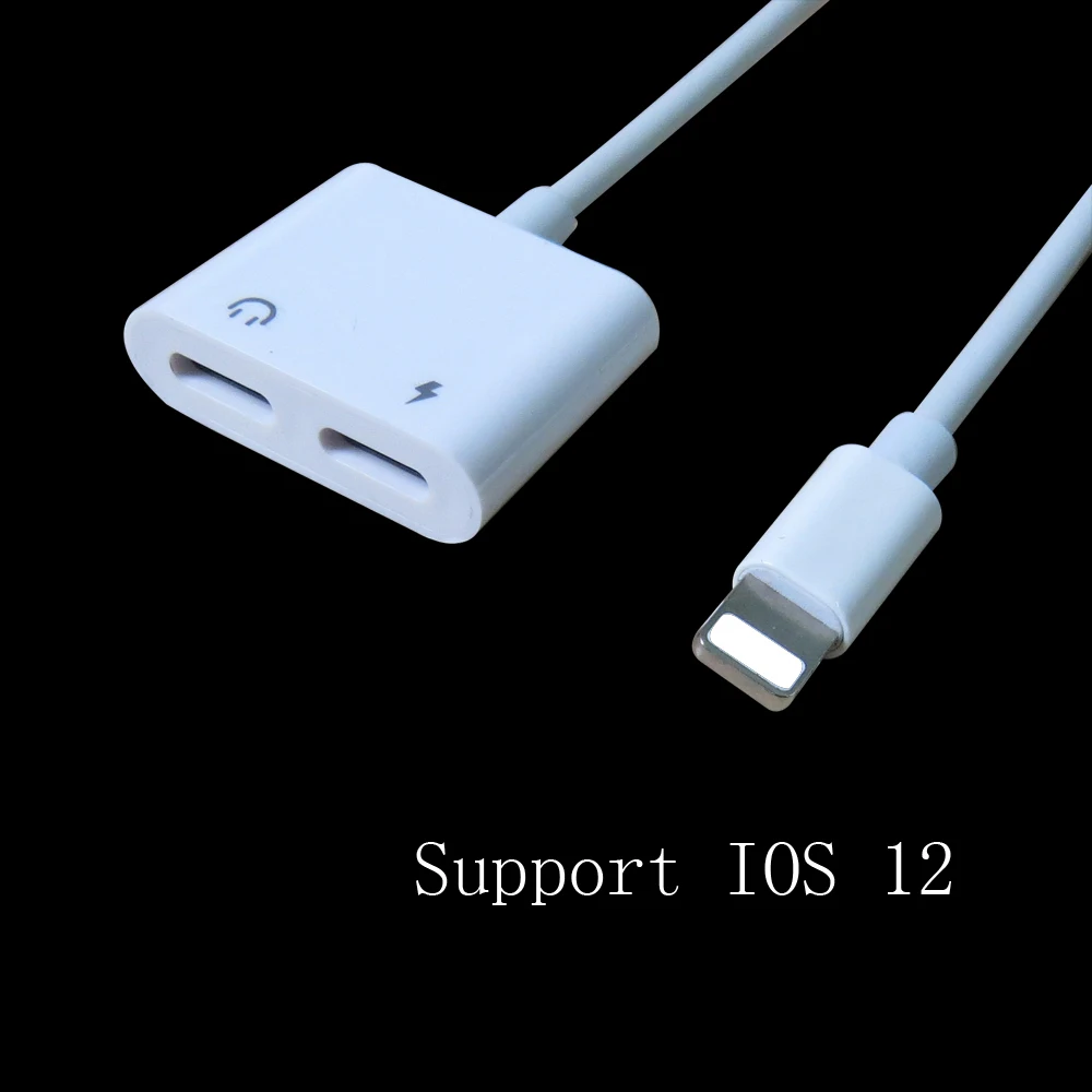 

Dual 8pin Adapter for iPhone 7 8 X Splitter 2 in 1 Charger and Headphone Jack ios 12