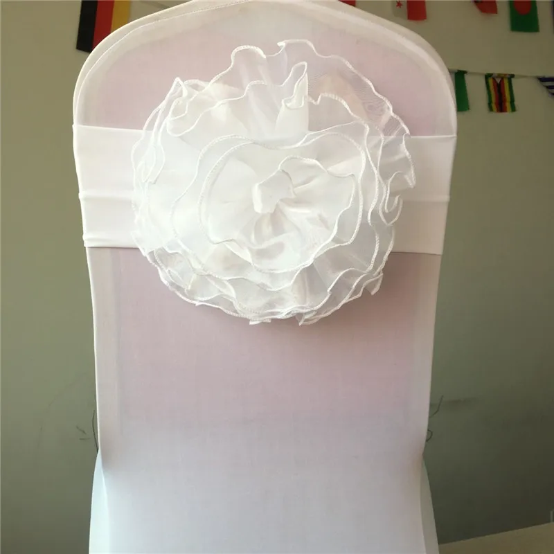 100 шт./лот, декоративная накидка на стул с цветами, лента для свадебного стула, большой цветок для стульев Кьявари, Свадебные Поставщики - Цвет: Белый