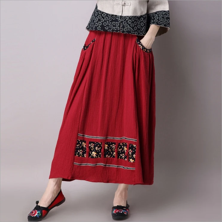 

2017 autumn and winter new stitching women's casual skirt printing