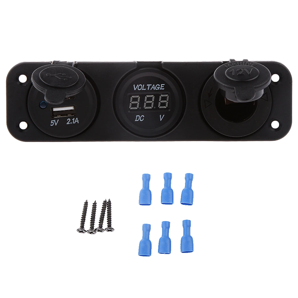 Морской 12V гнездо прикуривателя + Вольтметр USB зарядное устройство 5V 1A 2.1A|Адаптер