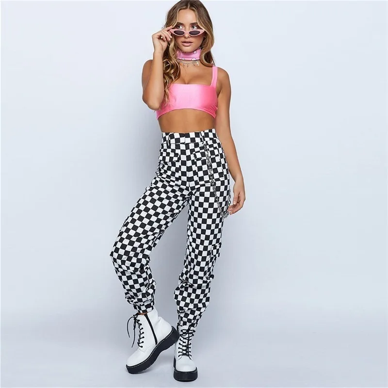 High Waist Plaid Pants Trousers for Women Checkered Pants Multi-pocket Trousers Loose Sweat Ladies Pantalon Casual Streetwear High Waist Plaid Pants Trousers for Women Checkered Pants Multi-pocket Trousers Loose Sweat Ladies Pantalon Casual Streetwear